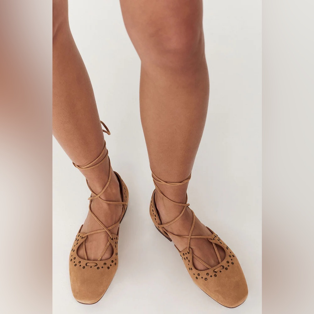 Spell And The Gypsy Juliette Suede Tie Up Ballet Flat NIB! - Picture 3 of 4